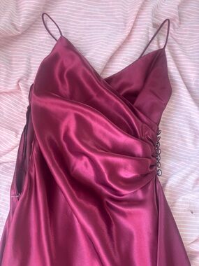 Strapless Satin Slip Dress in Berry